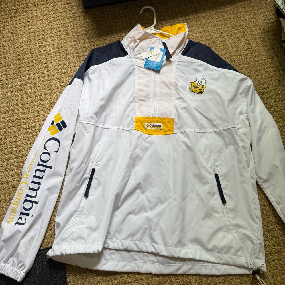 Michigan Columbia White, Maize and Blue Pullover Shell NWT!